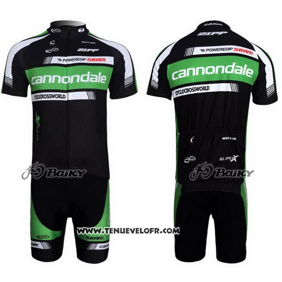 2011 Maillot Ciclismo Cannondale Noir et Vert Manches Courtes et Cuissard